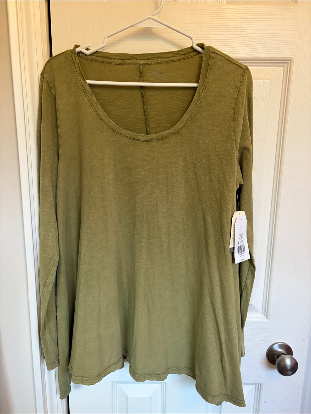 Wonderly Olive Green Long Sleeve Scoop Neck Top